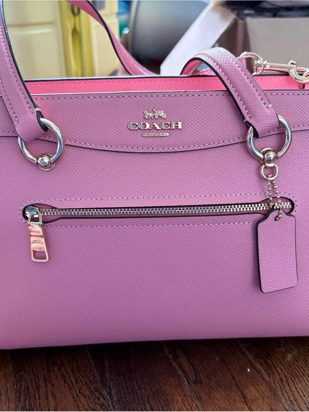 Coach Kailey Carryall Pink Leather Satchel with Silver Hardware